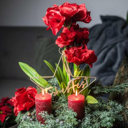 Article Amaryllis artificielle rouge 3 fleurs en soie sur boules de mousse H64cm