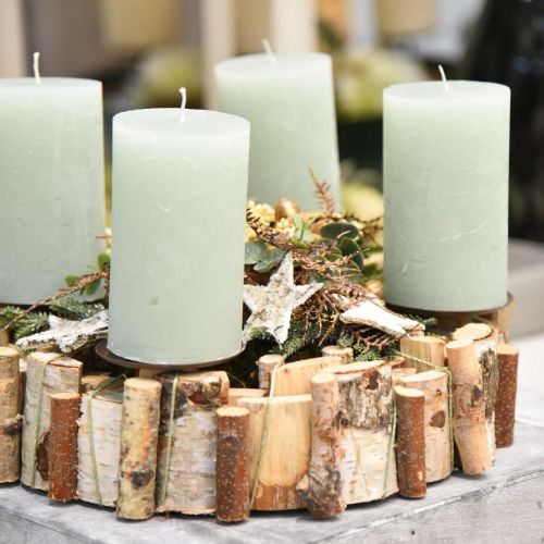 Floristik24 Couronne de l'avent décoration bouleau bois et branches Ø32cm H8cm