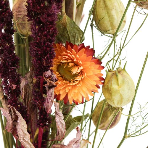 Article Bouquet de fleurs séchées paille fleurs orange violet 55cm 70g