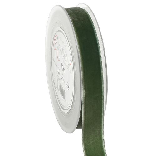 Floristik24 Ruban de velours ruban décoratif vert ruban cadeau en velours W20mm L10m