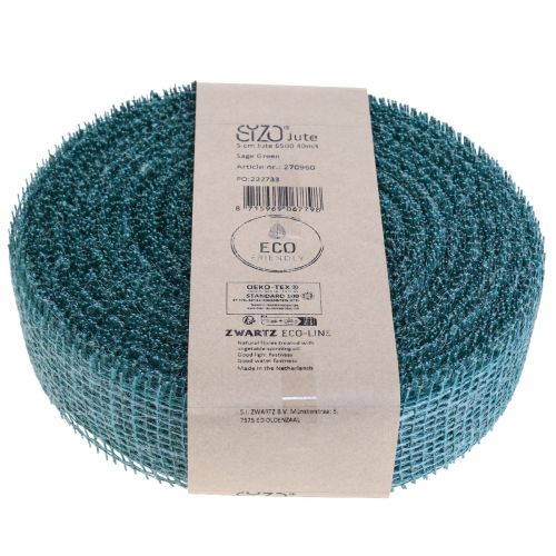 Article Ruban de jute ruban net ruban déco jute vert sauge 5cm 40m