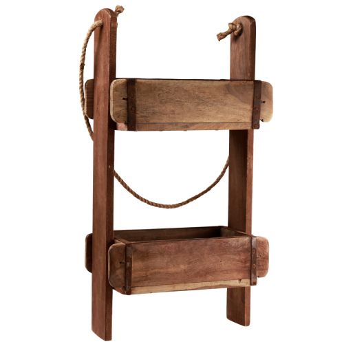 Article Jardinière en bois forme brique boîte en bois panier suspendu H60cm