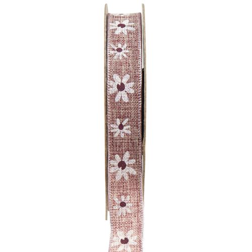 Ruban décoratif fleurs ruban cadeau vin rouge beige 15mm 15m