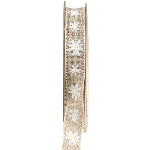 Floristik24 Ruban cadeau fleurs ruban décoratif marron blanc 15mm 15m