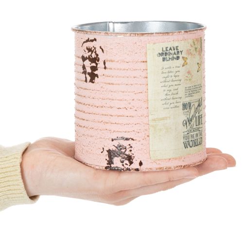 Article Pot de fleurs décoratif en métal saumon, décoration estivale Ø11cm H10.5cm