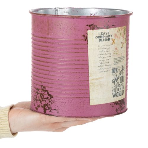 Article Boîte décorative en métal violet pour plantation, Ø15,5 cm H15 cm