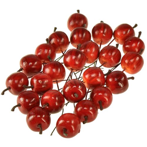 Article Mini pommes sur fil 3cm brillant 24 pcs