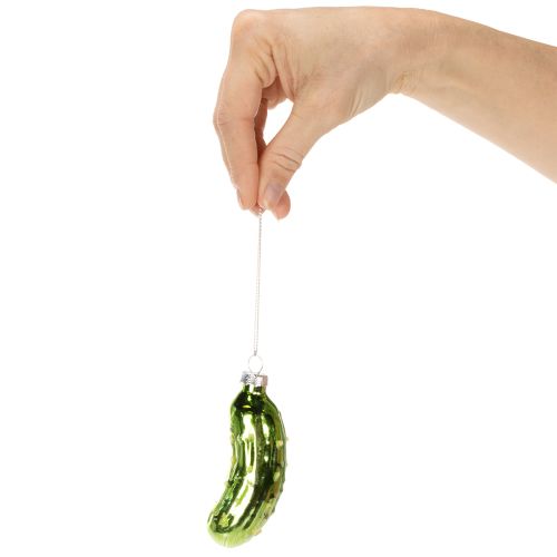 Ornement de sapin en verre en forme de cornichon, 7 cm, vert, lot de 4 | Floristik24.fr