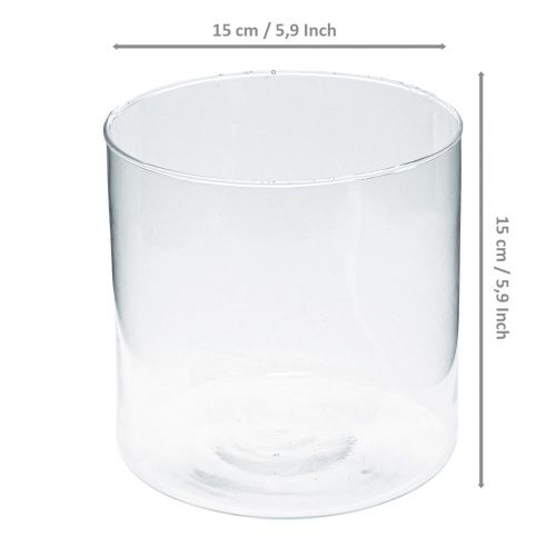 Article Vase en verre cylindre en verre vase à fleurs décoration en verre H15cm Ø15cm