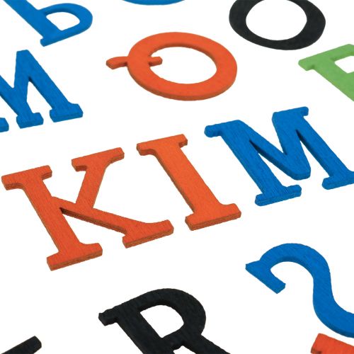 Article Décoration de table pour l'école, décoration dispersée pour l'école, lettres en bois colorées 2,5 cm 26 pcs