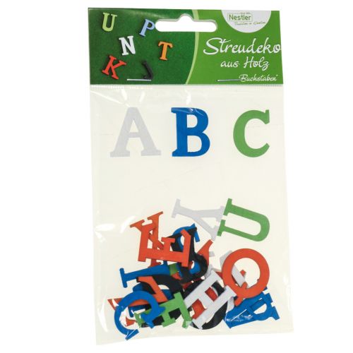 Article Décoration de table pour l'école, décoration dispersée pour l'école, lettres en bois colorées 2,5 cm 26 pcs