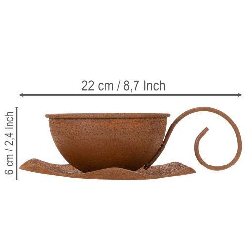 Pot et soucoupe vintage couleur rouille, Ø 17,5 cm H 6 cm | Floristik24.fr