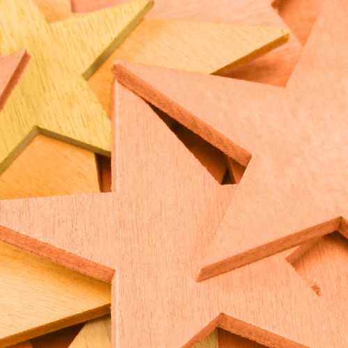 Article Décoration à disperser étoiles bois orange 3 couleurs Ø3,5/5,5/7cm 48 pcs