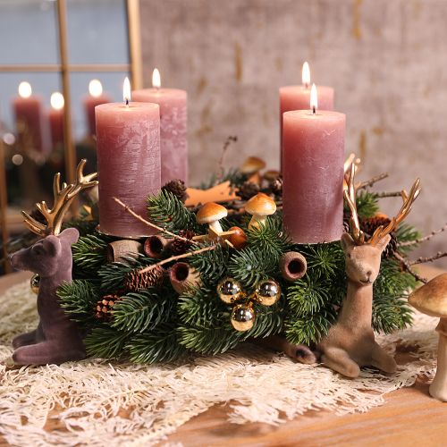 Article Bougies de couleur unie bougies pilier roses vieux rose 70×120mm 4 pcs