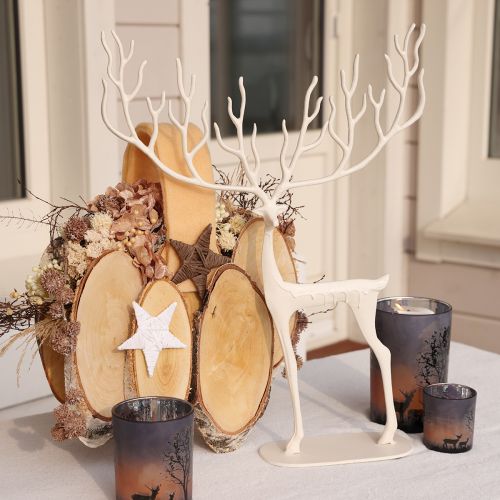 Article Grande décoration de Noël en métal renne blanc H58cm