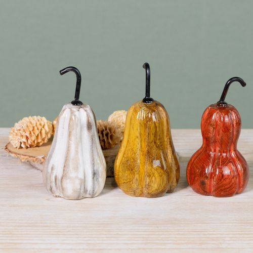 Article Poire en bois poire décoration en bois automne rouge jaune blanc 12×6cm 3 pièces