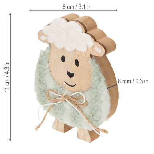 Article Moutons décoratifs en bois, adorables figurines pour le printemps et Pâques, décoration de table, 11 cm, lot de 6