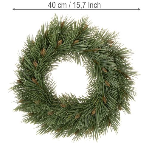 Couronne artificielle branches de pin et pommes de pin Ø 40 cm | Floristik24.fr