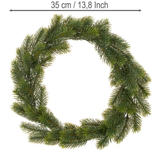 Couronne artificielle en branches de sapin vert 35 cm pour décoration de porte | Floristik24.fr