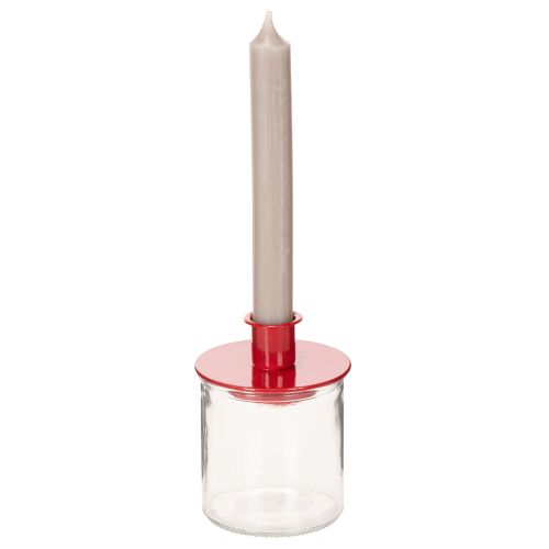 Chandeliers rouges en métal pour bougies à tige, 8 cm, set de 3 | Floristik24.fr