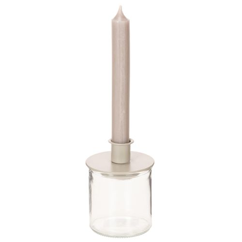Chandelier en métal beige mat 8 cm pour bougies fines, lot de 3 | Floristik24.fr