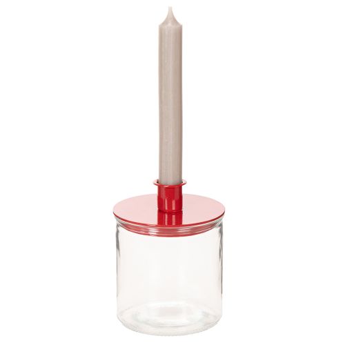 Chandelier en métal rouge pour bougies fines 10 cm lot de 2 | Floristik24.fr