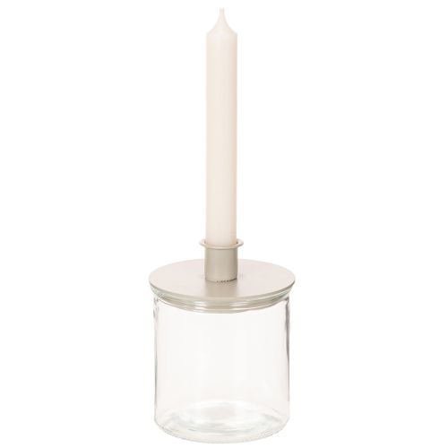 Chandelier rond crème en métal pour bougies chandelles, 10 cm, lot de 2 | Floristik24.fr