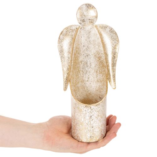 Figurine ange porte-bougie en métal doré 27 cm | Floristik24.fr