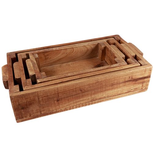 Article Boîte à planter jardinière en bois 48,5/40,5/32,5 cm lot de 3
