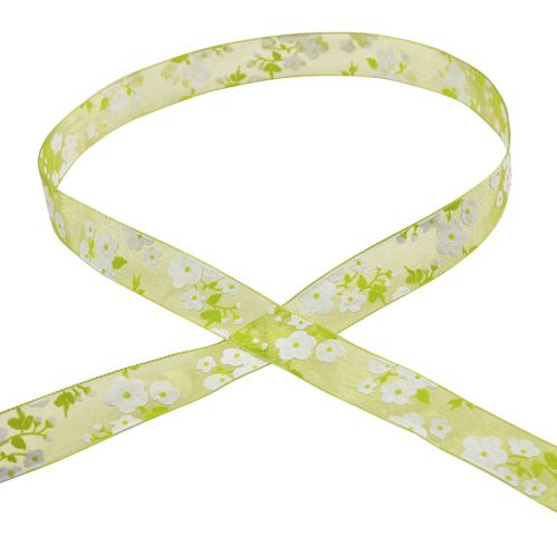 Article Ruban de printemps avec fleurs ruban cadeau vert 20mm 20m