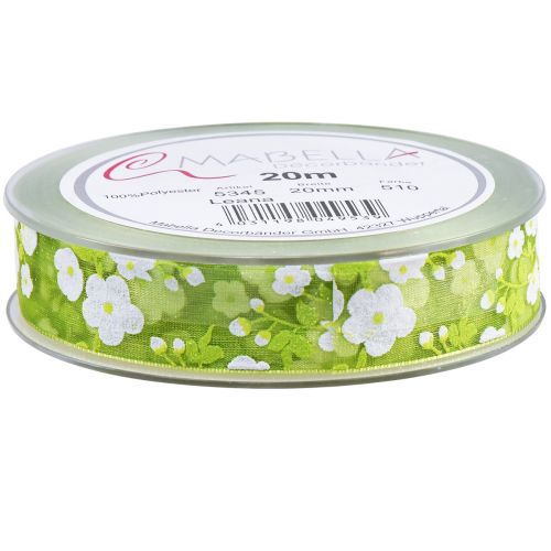Article Ruban de printemps avec fleurs ruban cadeau vert 20mm 20m