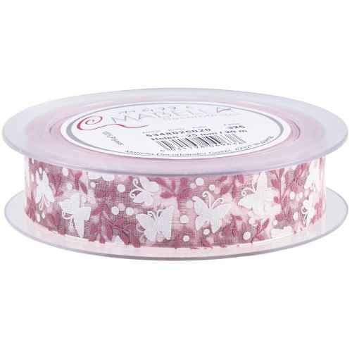 Article Ruban organza ruban cadeau papillon rose 25mm 20m