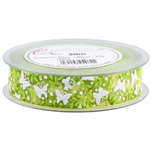 Article Ruban organza papillons ruban cadeau vert 25mm 20m