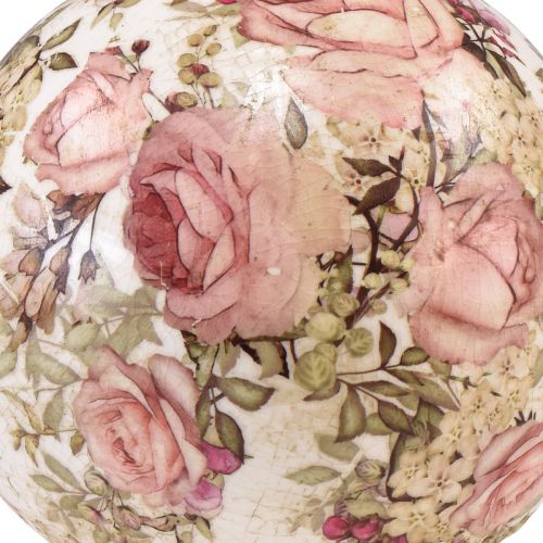 Floristik24 Boule en céramique avec roses faïence décorative en céramique Ø9,5cm