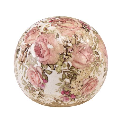 Floristik24 Boule en céramique avec roses faïence décorative en céramique Ø9,5cm