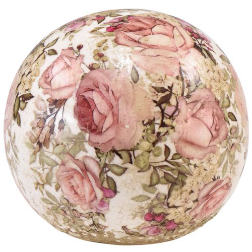 Floristik24 Boule en céramique motif rose faïence décorative en céramique 12cm