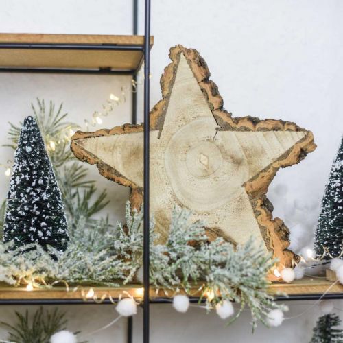 Article Plateau en tranche d&#39;arbre, Noël, étoile de décoration en bois, bois naturel Ø20cm