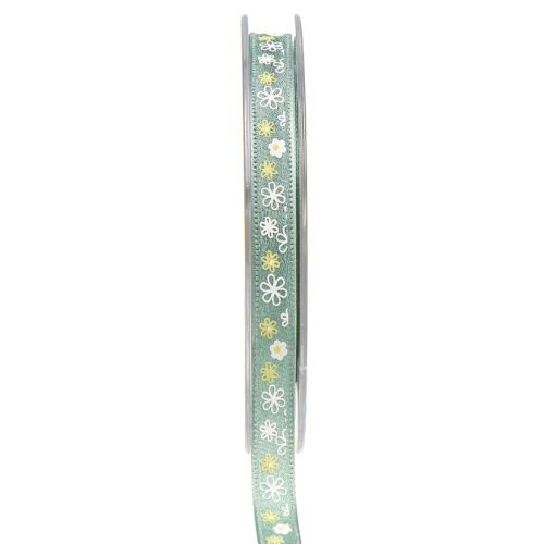 Floristik24 Ruban cadeau fleurs ruban décoratif ruban vert 10mm 15m