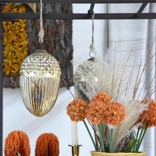 Floristik24 Décoration d'automne, gland décoratif en verre véritable, Avent, aspect antique Ø12cm H21cm
