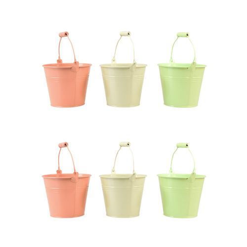Article Seau avec anse jardinière métal pastel Ø14cm H12cm 6 pcs