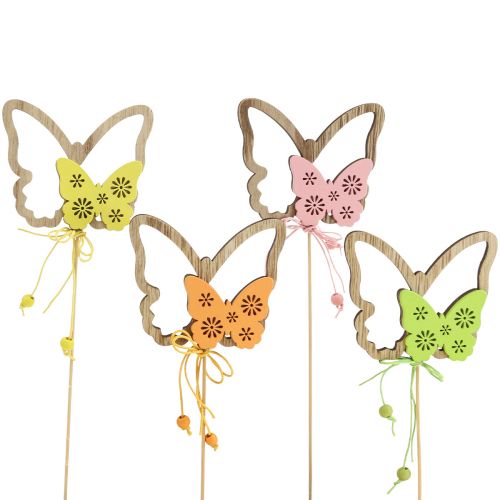 Article Bouchon de fleur papillon bouchon décoratif bois 8,5x7cm 12 pcs