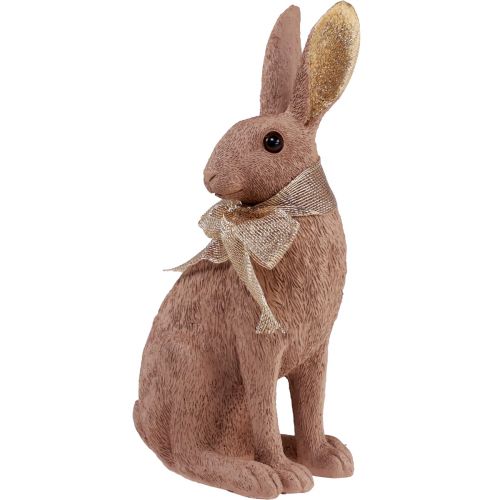 Décoration de lapin de Pâques lapin avec nœud décoration de Pâques marron 25cm