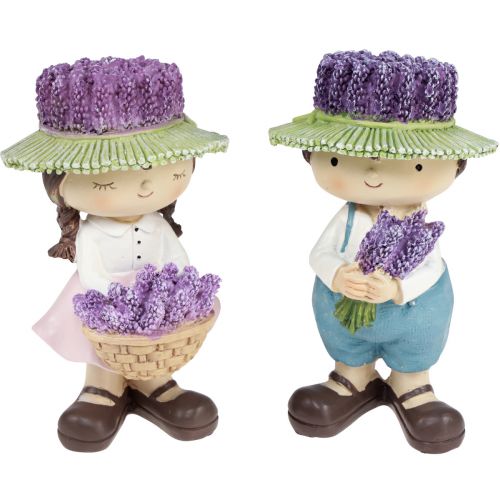 Floristik24 Figurines décoratives décoration lavande fille & garçon H14,5cm 2pcs