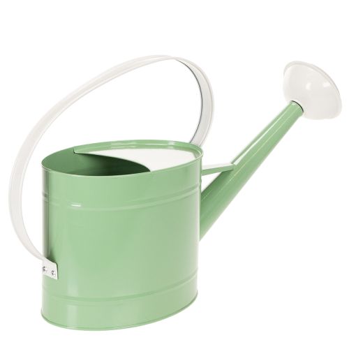 Arrosoir décoratif en métal, vert pastel rétro avec détails blancs, pour jardin, balcon et intérieur, 52,5 x 15 x 30 cm | Floristik24.fr