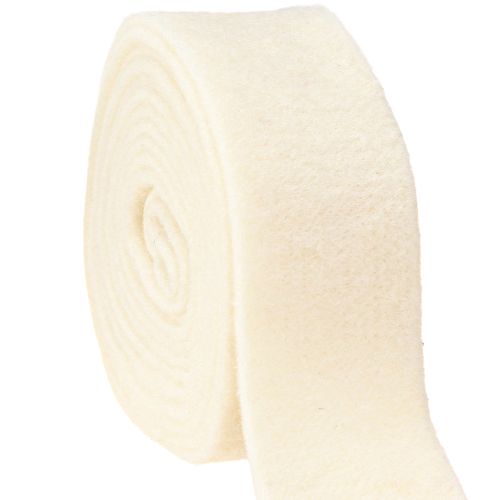 Floristik24 Ruban de feutre blanc 7,5 cm, 5 m