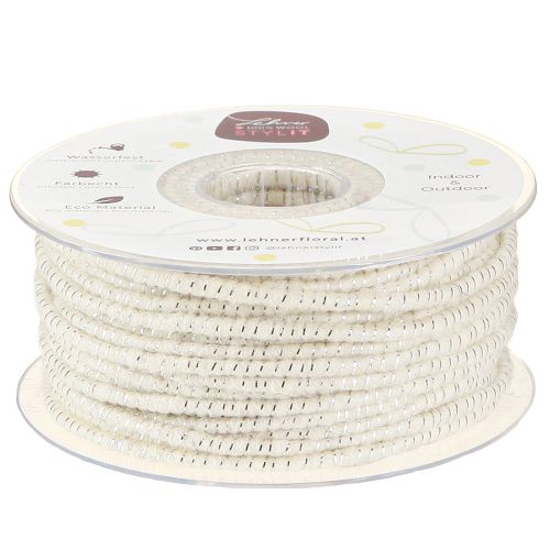 Floristik24 Fil de mèche Glamour Blanc/Argent avec fil 33m