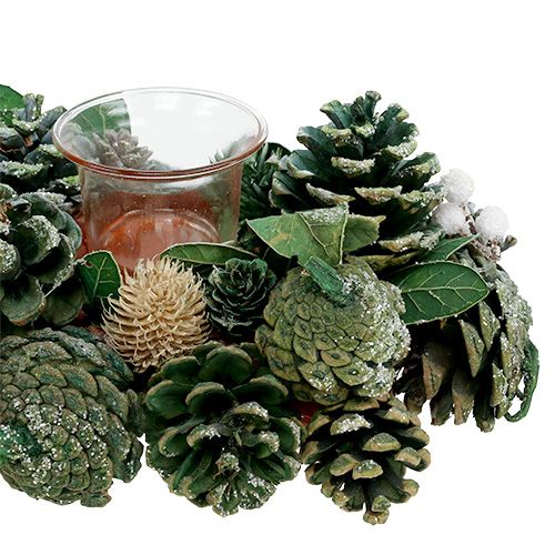 Floristik24 Arrangement de l&#39;avent 45cm vert pour 4 bougies chauffe-plat