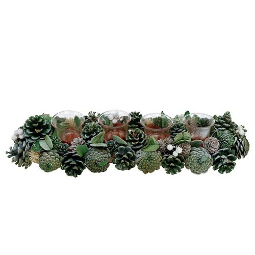 Floristik24 Arrangement de l&#39;avent 45cm vert pour 4 bougies chauffe-plat
