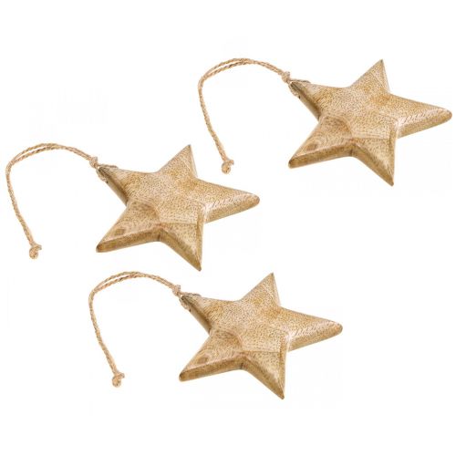 Article Décoration de l&#39;Avent, étoile en bois, étoile de décoration de Noël H9cm 3 pcs