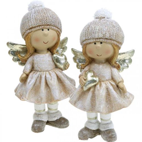 Floristik24 Décoration de l&#39;Avent Ange de Noël, figure de coeur d&#39;ange H16.5cm 2pcs